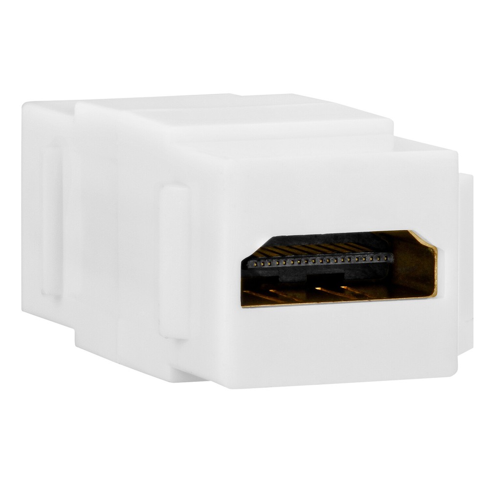 HDMI Keystone Jack Female to Female Coupler Snap-In White Insert for Wall Plate