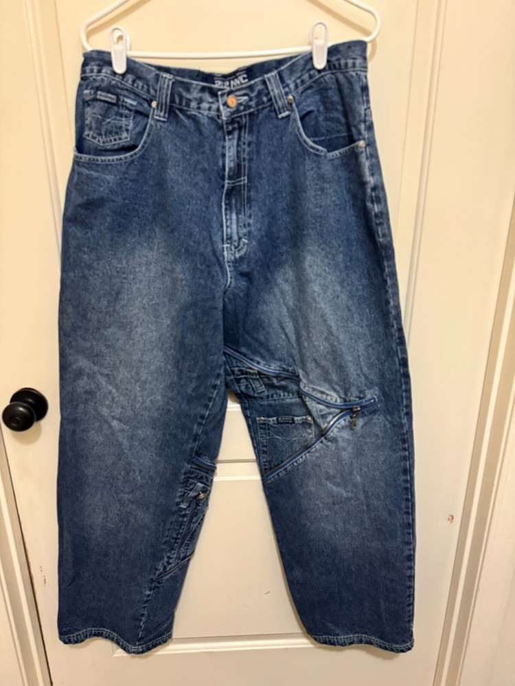 212 NYC Denim Men’s Baggy Y2K Hip Hop Jeans 36x33 Blue Wide Leg