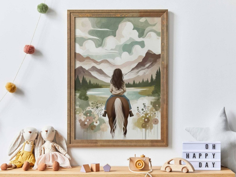 Girl And Horse Print Horse Nursery Decor Horse Gifts For Young Girl Farmhouse