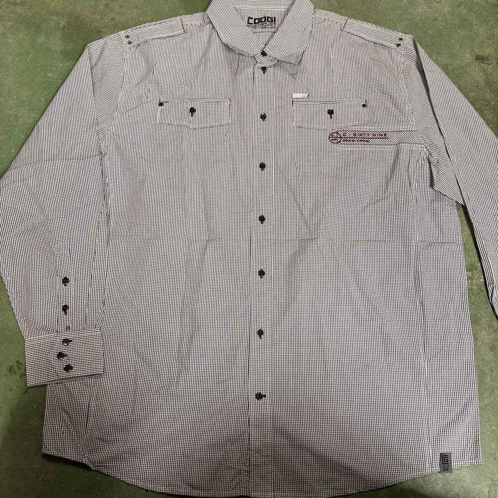 Coogi Authentic Mens 3XL Shirt  Long Sleeve Blk And White BlkSilver Buttons NEW