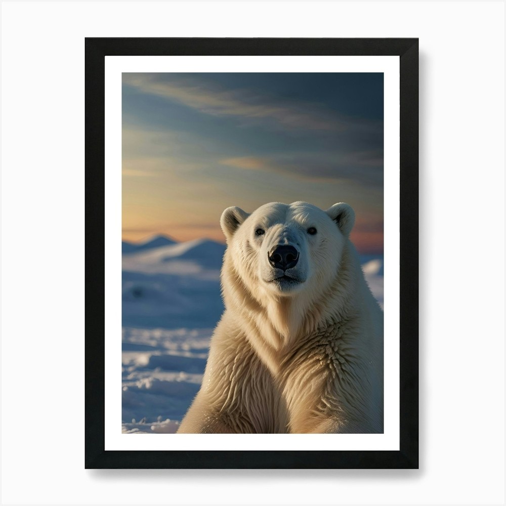 Polar Bear Framed Wall Art Canvas Print Wildlife Poster
