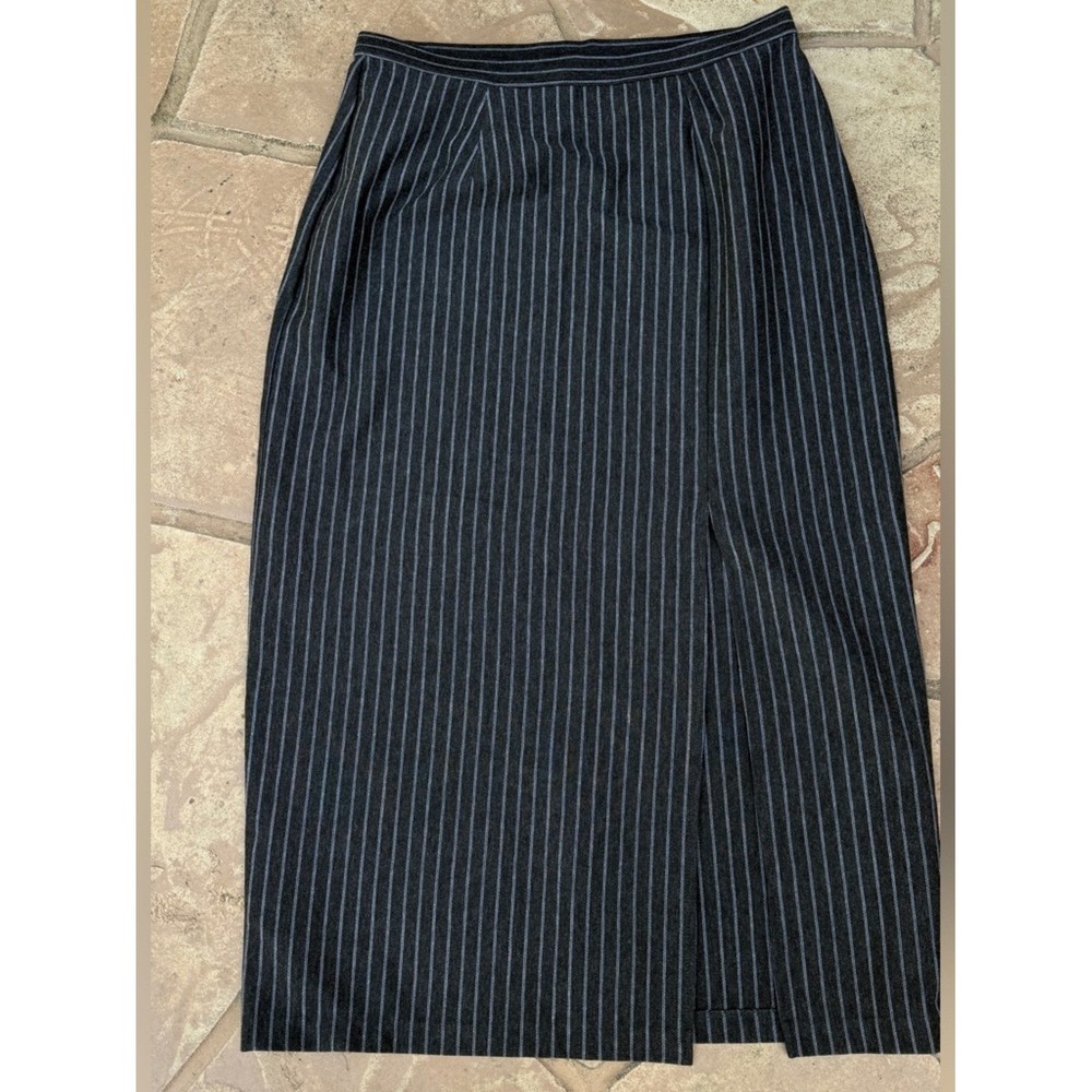Classic Charcoal Pinstripe Midi Skirt sz 14-16