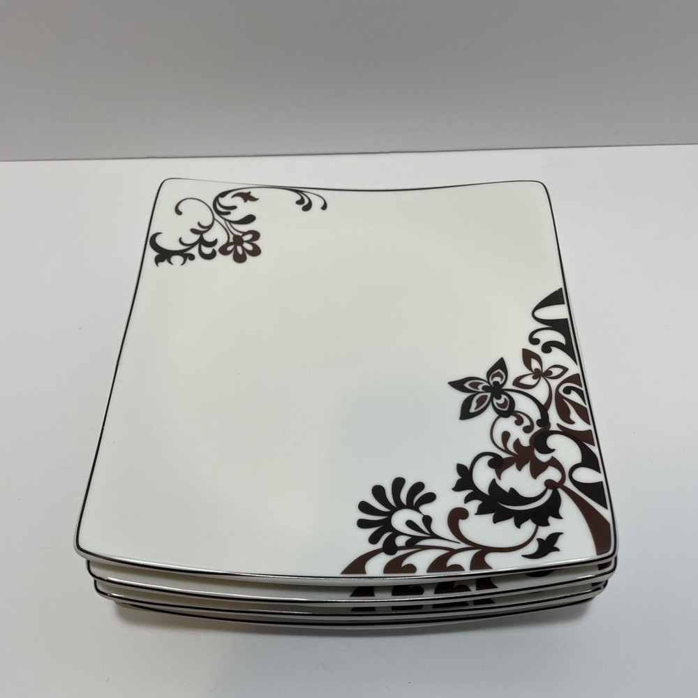 Mikasa Chocolate Swirl Gourmet Basics Salad Appetizer Dessert Plates Set of 4
