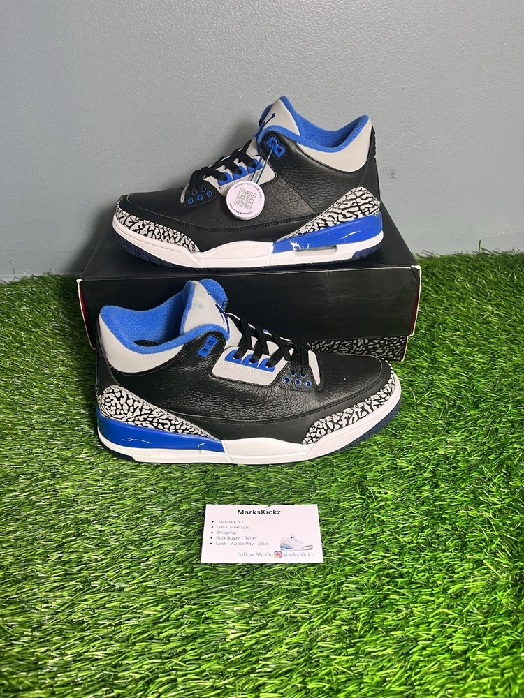 Air Jordan 3 Retro Sport Blue Sneakers Size 8.5