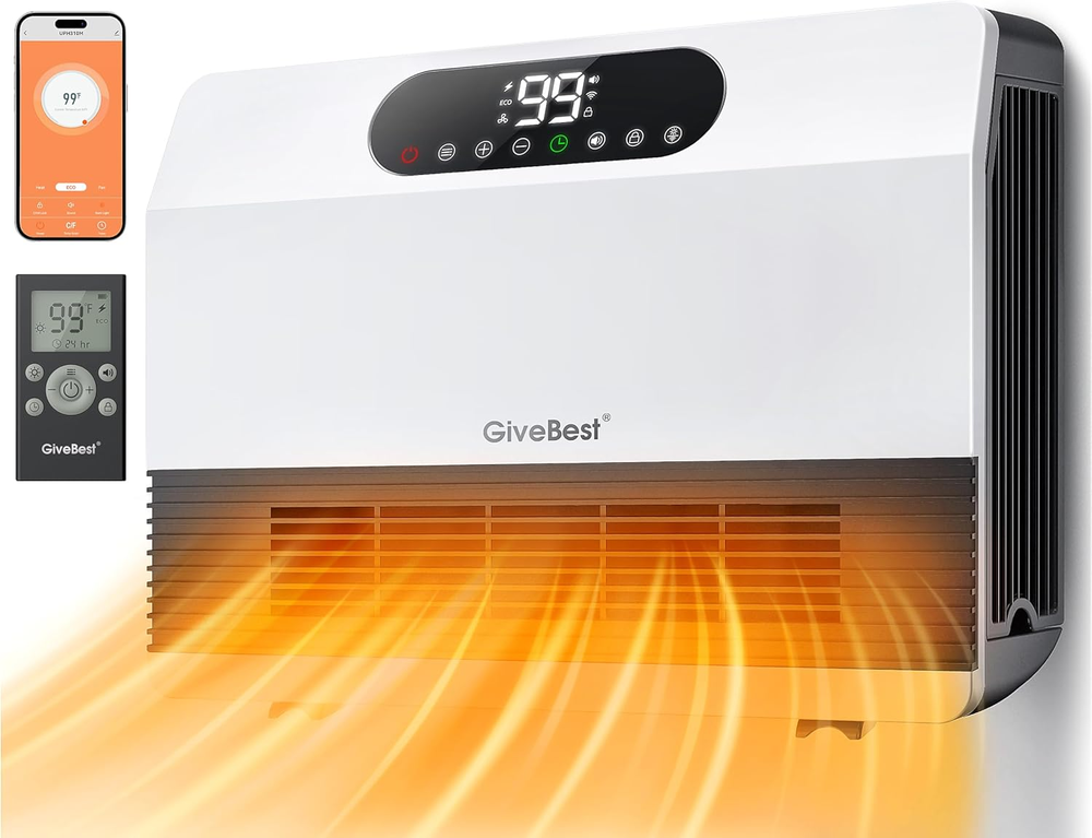 Smart Wall Heater, 1500W Fast Heating Space Heater for Bedroom, Electric Space H