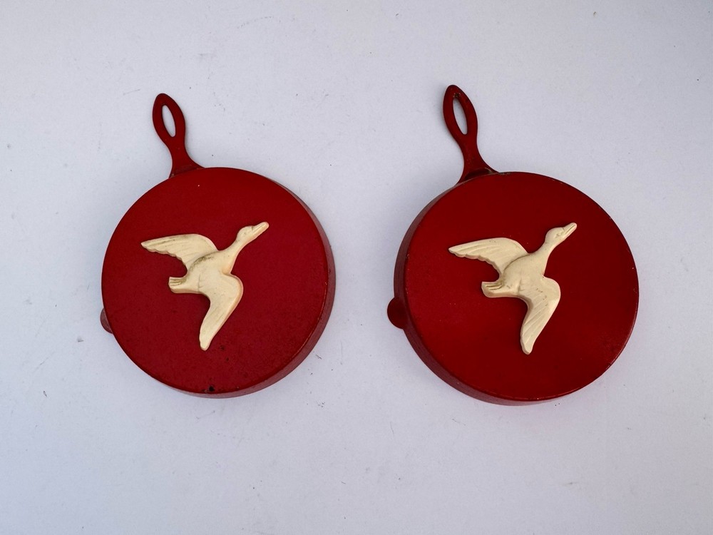 Vintage Mini Metal Flying Duck Frying Pan Wall Hangings Set of 2