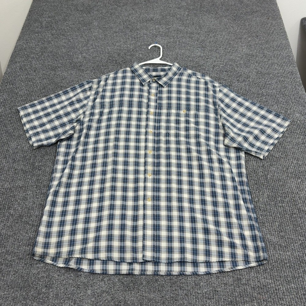 Pendleton Button Up Shirt Mens XXL Blue Cotton Blend Plaid Short Sleeve Casual