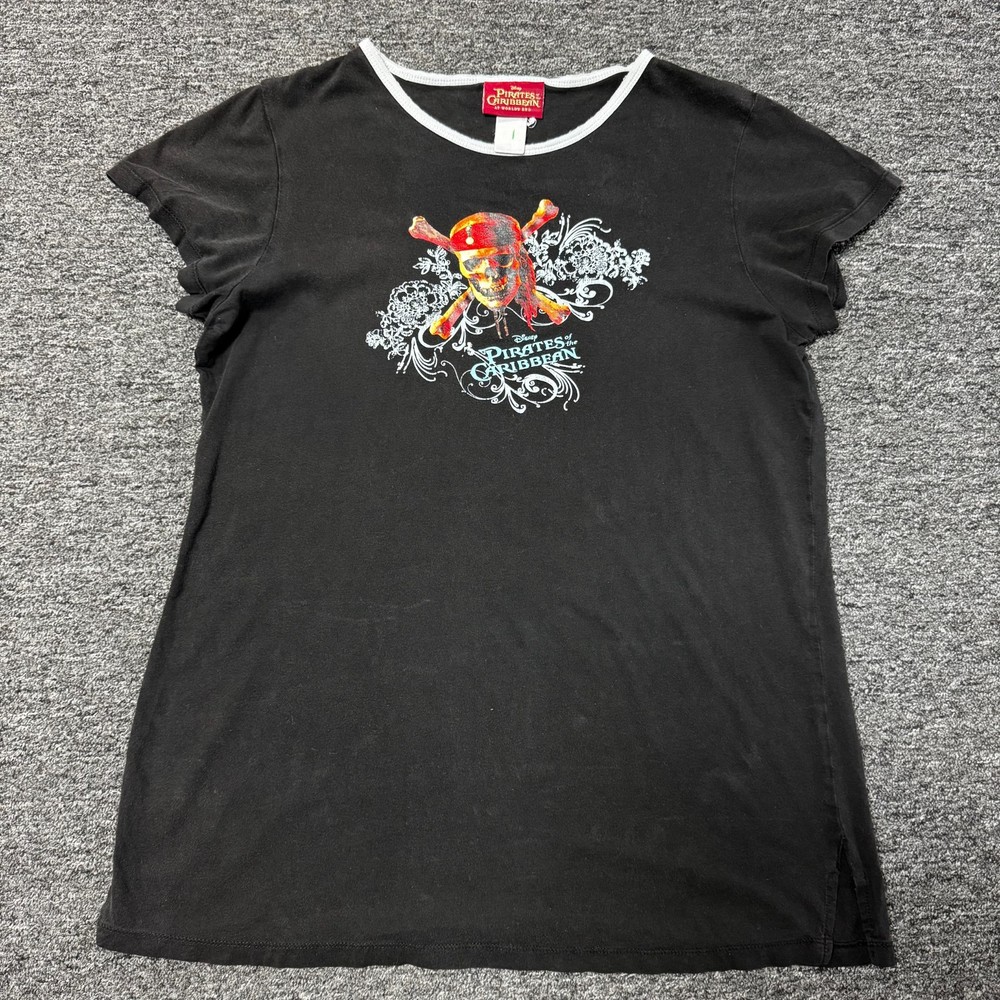 Pirates of the Caribbean At a Worlds End Sleepwear T-Shirt Lounge Top Sz L Black