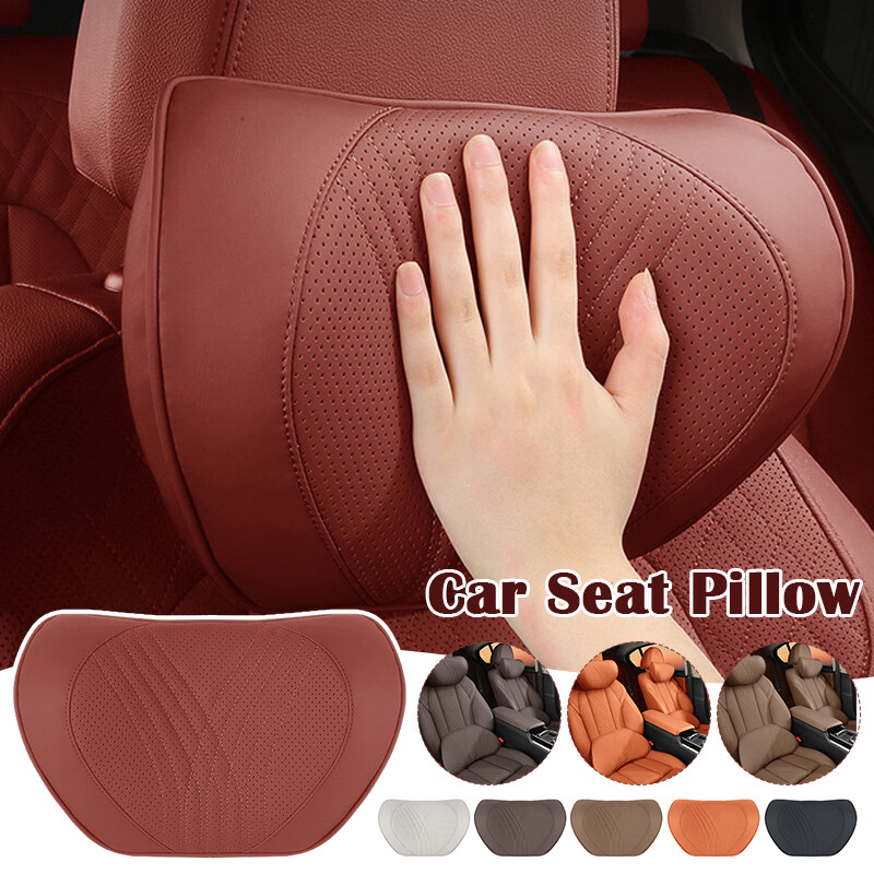 Car Seat Headrest PU Leather Memory Foam Neck Pillow Luxury Neck Lumbar Support
