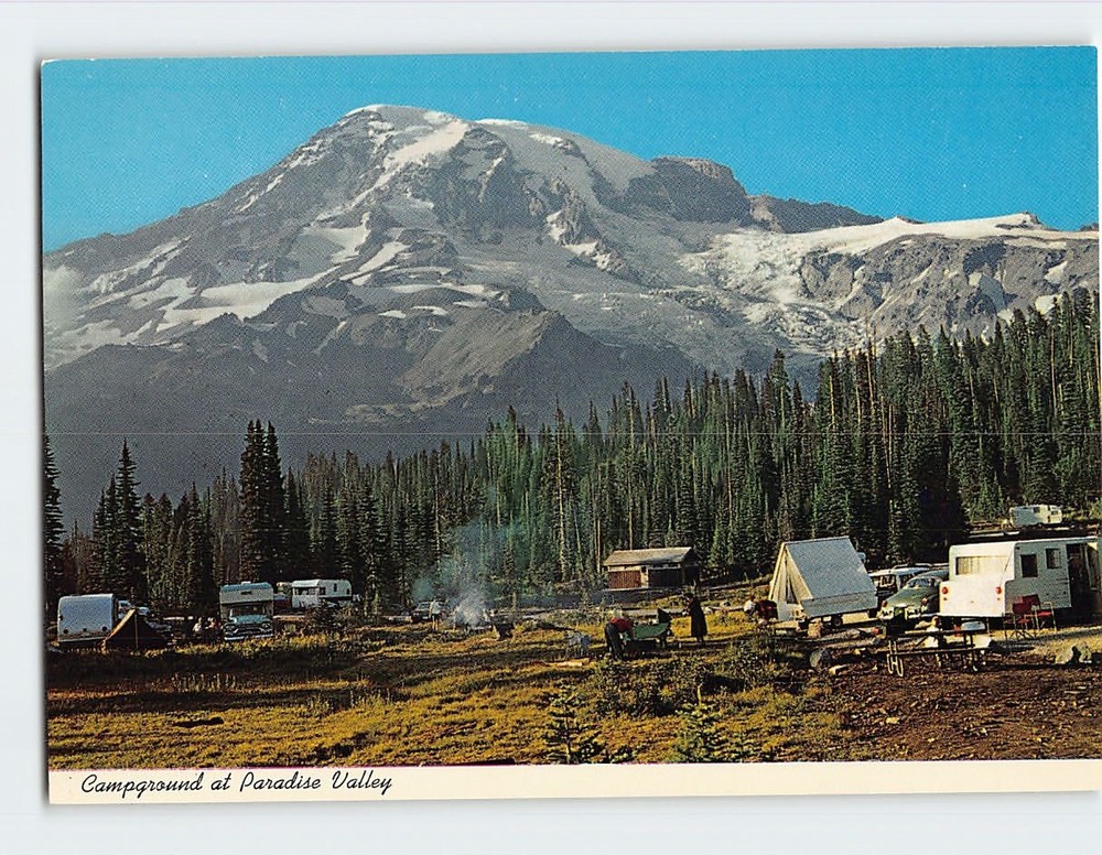 Postcard Campground at Paradise Valley Mt. Rainier National Park Washington USA
