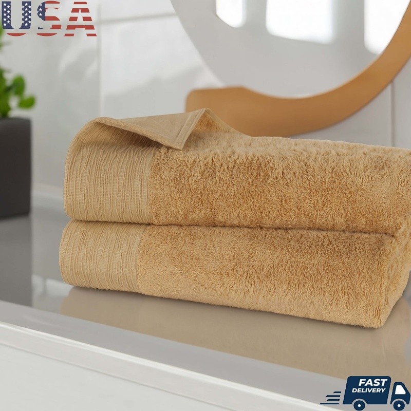 Bamboo Cotton Bath Sheet Set of 2 Ultra Absorbent Quick Dry Towels Sustainable