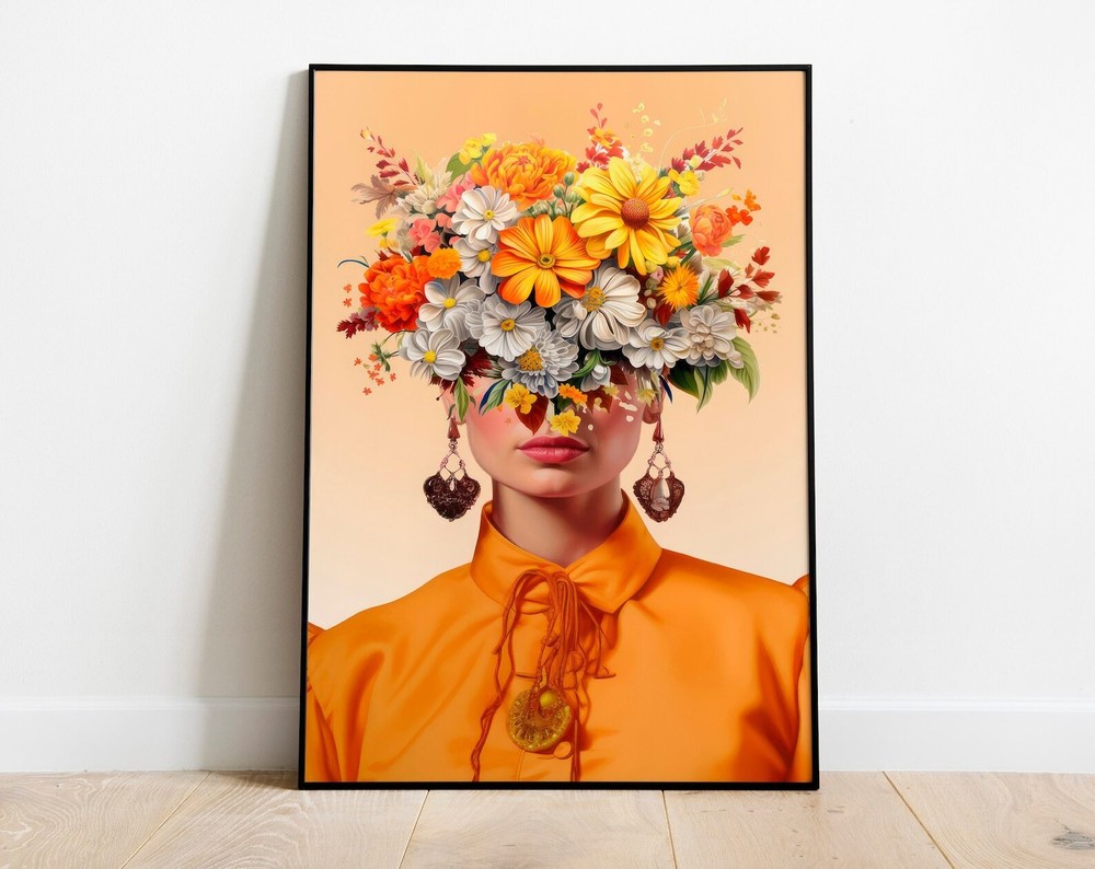 Orange Frida Kahlo Poster Frida Kahlo Print Frida Kahlo Wall Art Frida Kahlo