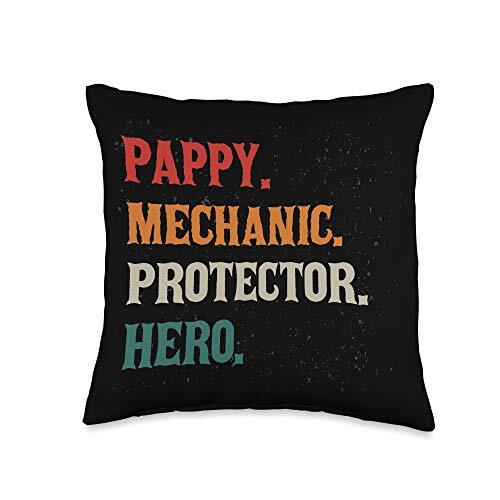 Pappy Mechanic Protector Hero Grandpa Granddad Throw Pillow, 16x16, Multicolor