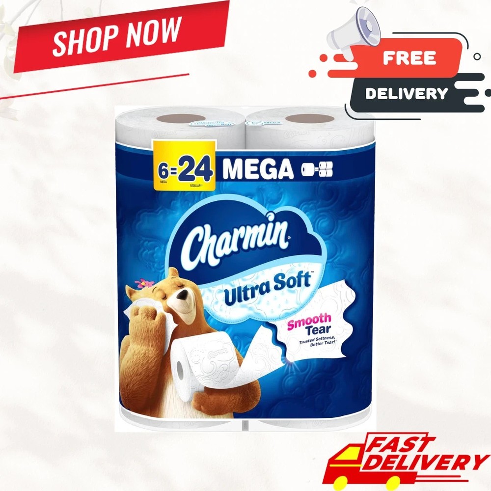 Charmin Ultra Soft Toilet Paper 6 Mega Rolls = 24 Regular Roll