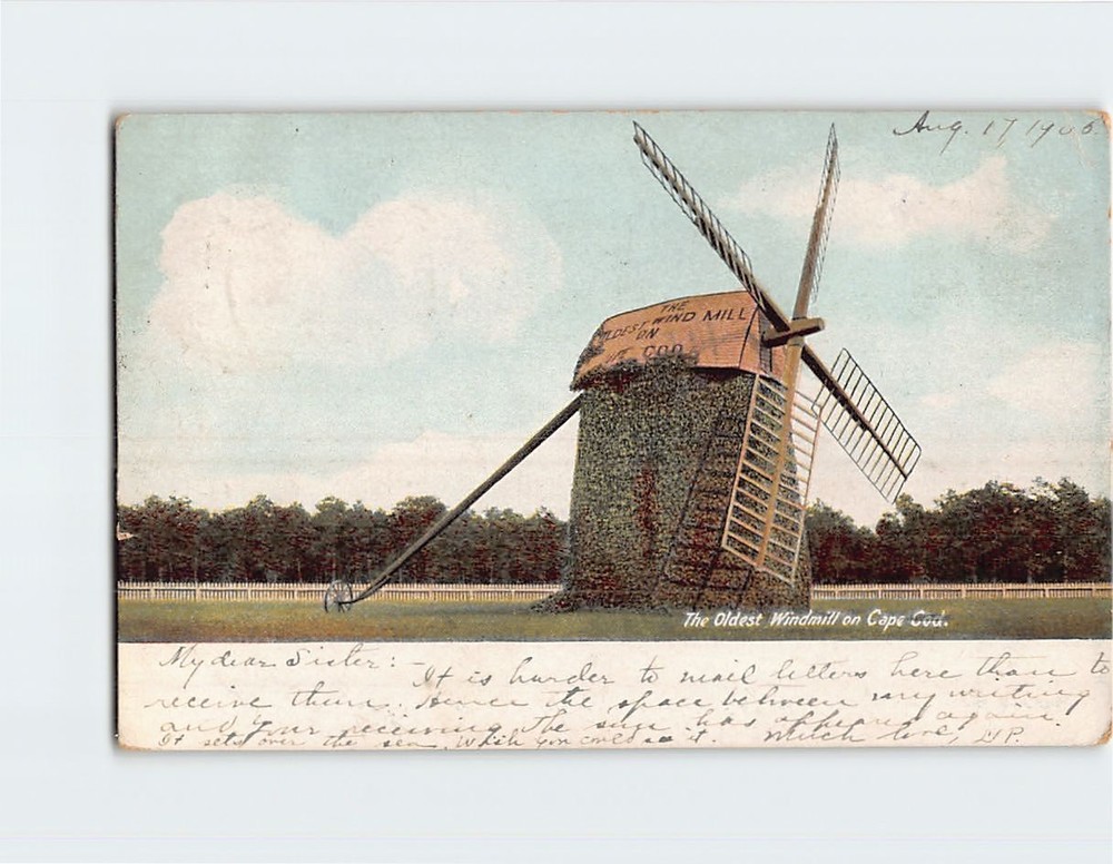 Postcard The Oldest Windmill on Cape Cod Eastham Massachusetts USA