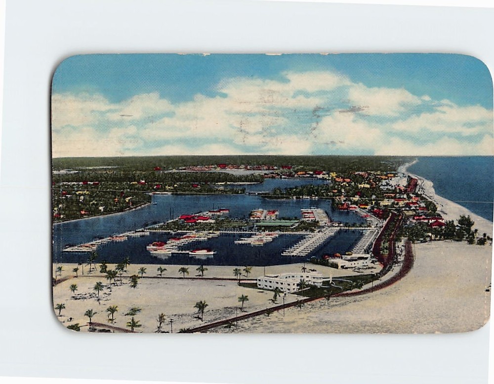 Postcard Aerial View Bahia Mar & Fort Lauderdale Beach Florida USA
