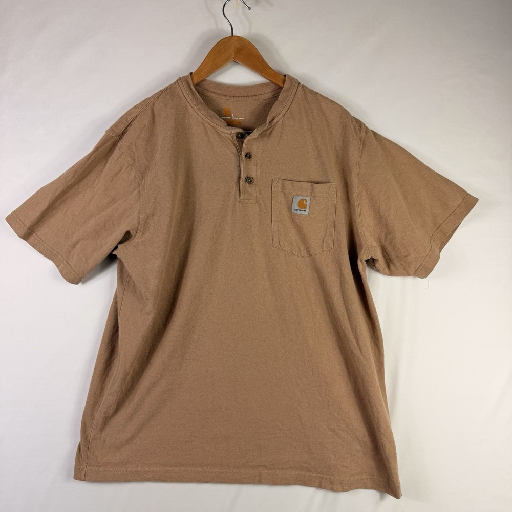 Carhartt Men's Original Fit 100% Cotton Pocket Henley T-Shirt Large Beige K84