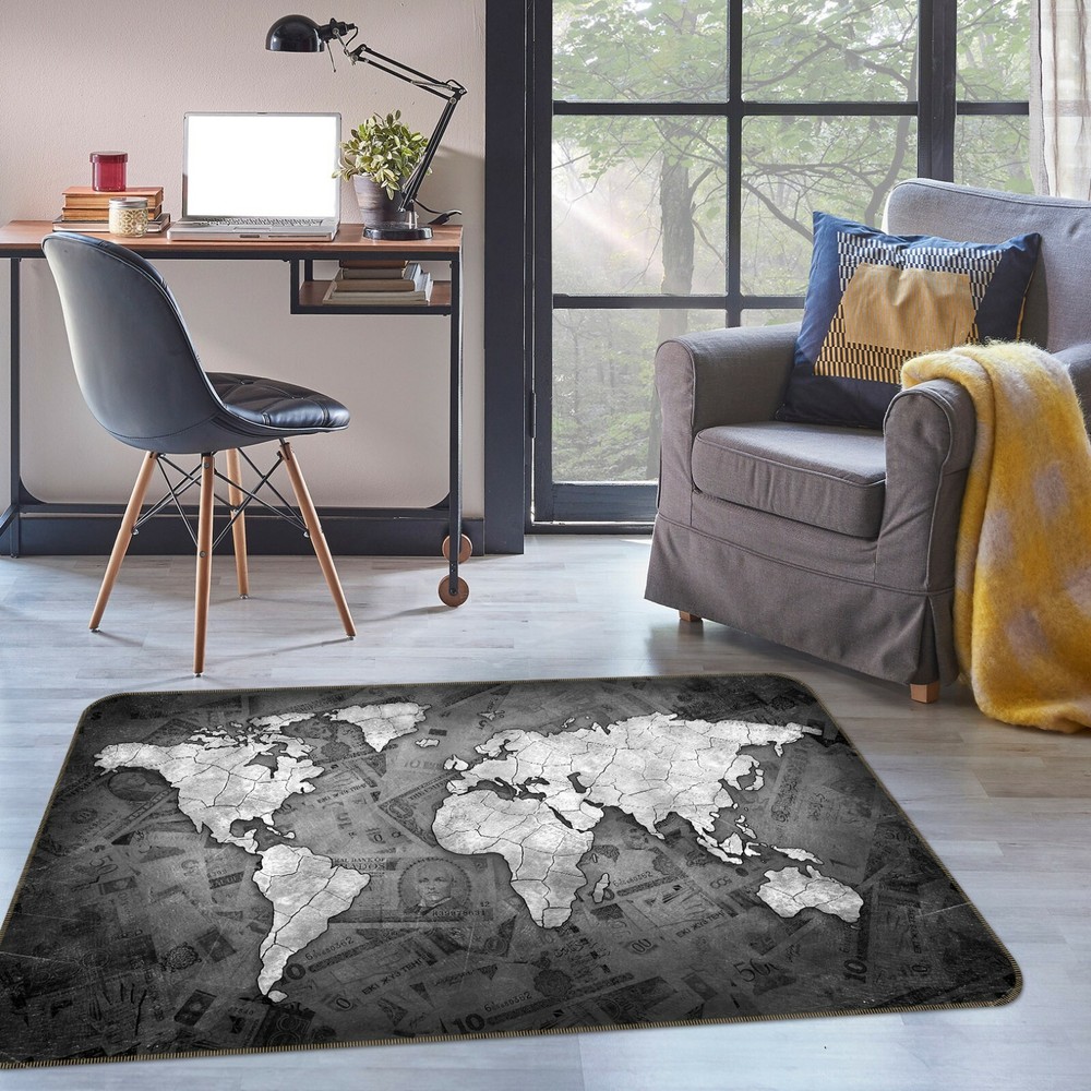 3D White Crack 709NAO World Map Non-Slip Rug Mat Elegant Photo Carpet Fay  