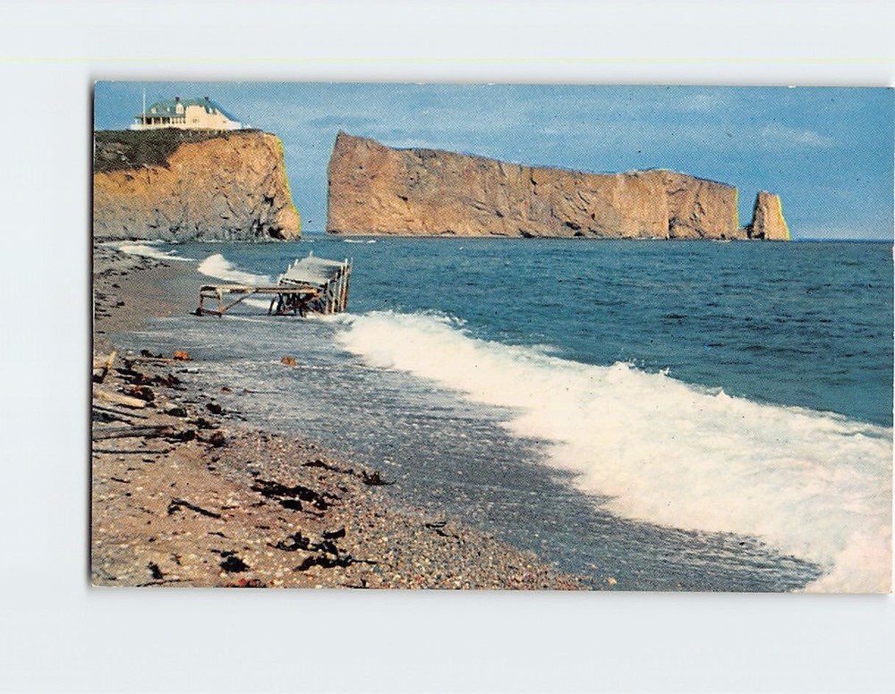 Postcard Perce Rock & Surf South beach Quebec Canada