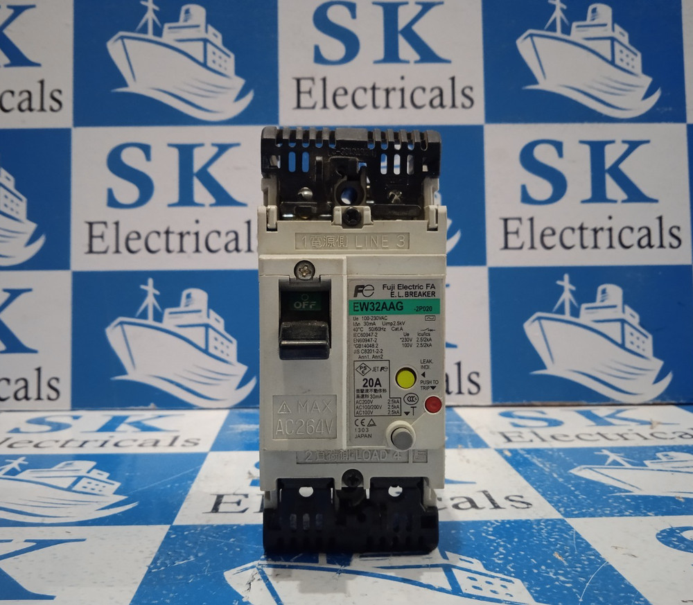Fuji Electric Ew32Aag-2P020 20Amp 100-230Vac 2Pole Earth Leakage Circuit Breaker