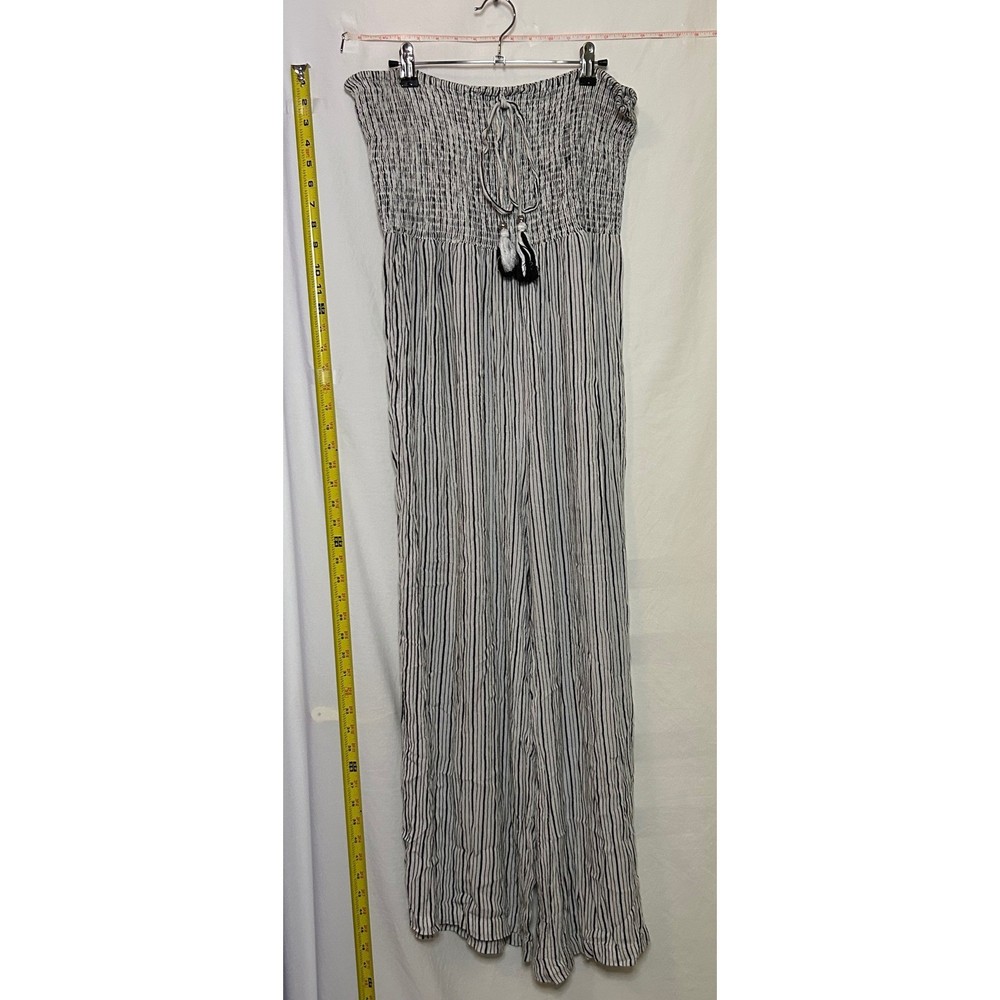 Peaches & Boho Striped Smocked Strapless Wide Leg Jumpsuit Women's XL
