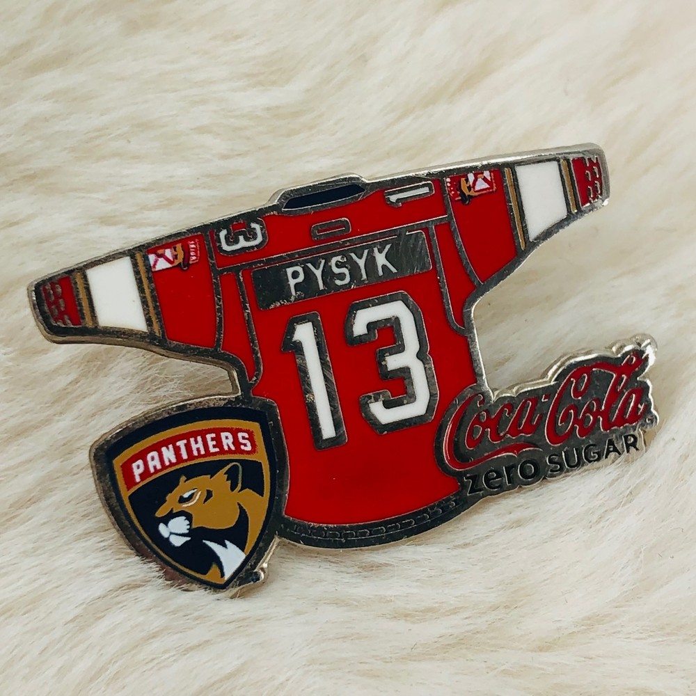 Mark Pysyk Florida Panthers NHL Hockey Jersey Enamel Lapel Pin by Coca Cola