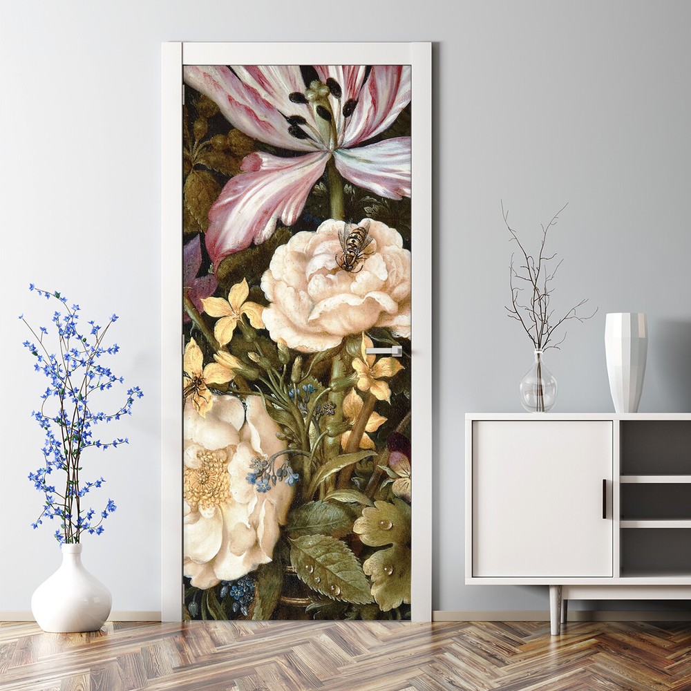 Dutch Floral Wall Decal Bouquet Bubble-Free Door Sticker Nature Art