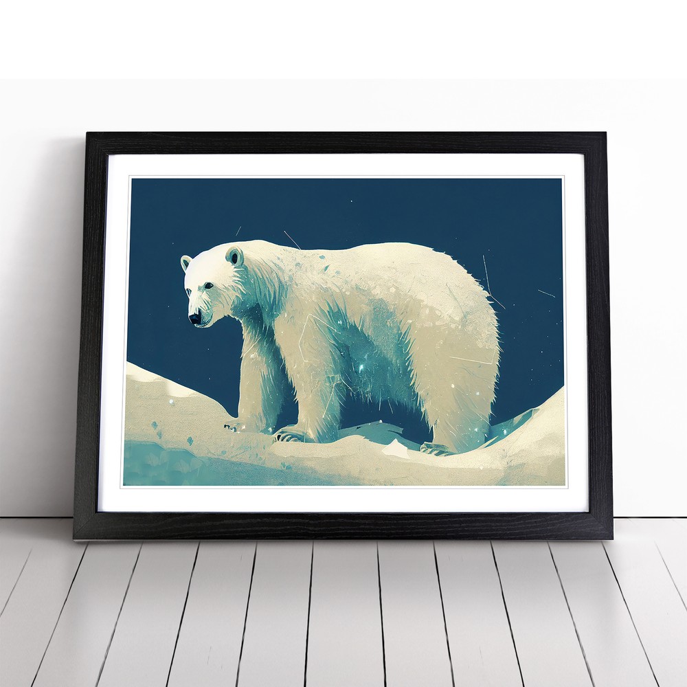 Polar Bear Wall Art Framed Canvas Print Living Room Decor Vol 3