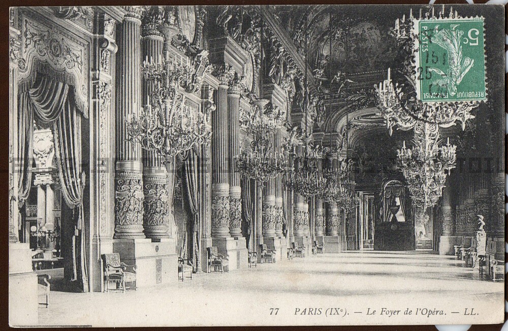 Postcard Opera Garnier Foyer 1909 Paris France