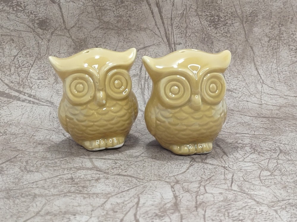 Vintage Ceramic Pair of Barn Owls Salt and Pepper Shakers