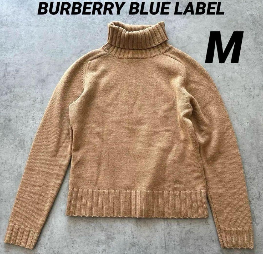 Burberry Blue Label Beige Turtle Neck Sweater Wool 100% Size M