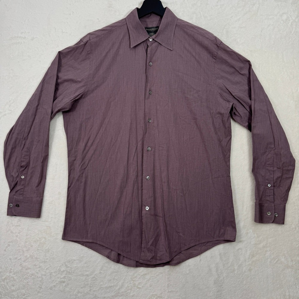 Banana Republic Button Down Mens L Mauve Purple Stretch Textured Long Sleeve