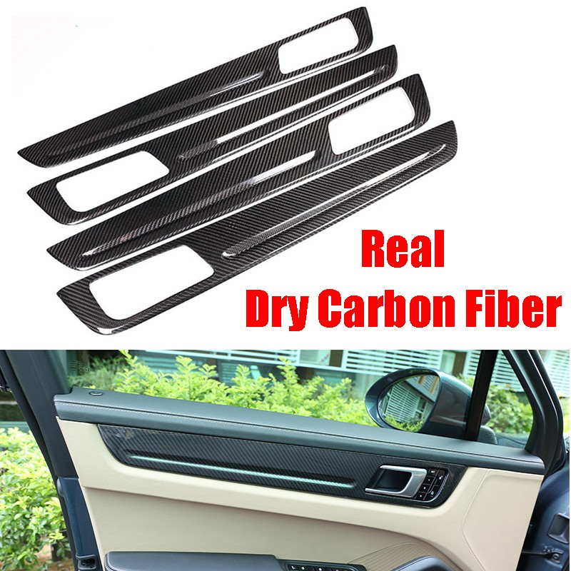 4* Carbon Fiber Car Interior Door Panel Cover Trim For Porsche Cayenne 2018-2023