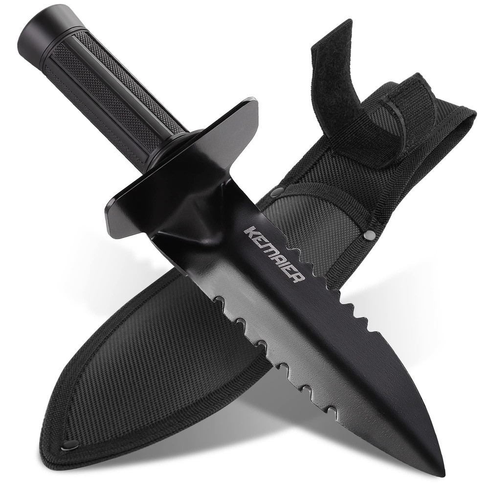 Heavy Duty Metal Detector Shovel with Double Serrated Edge for Easy Digging