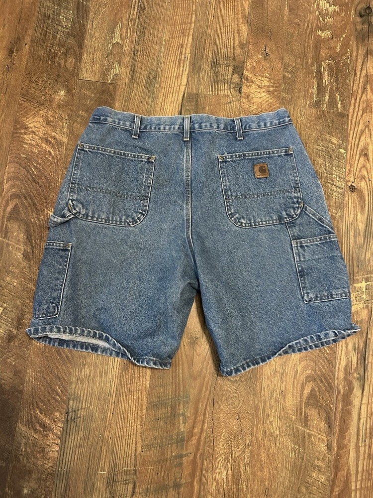 Vintage Carhartt Men's Denim Carpenter Shorts Cotton Durable Pockets Workwear