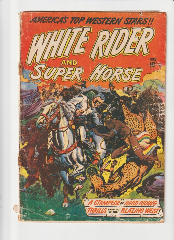 White Rider and Super Horse 5 Western L.B. Cole Cover Golden Age Star Comic