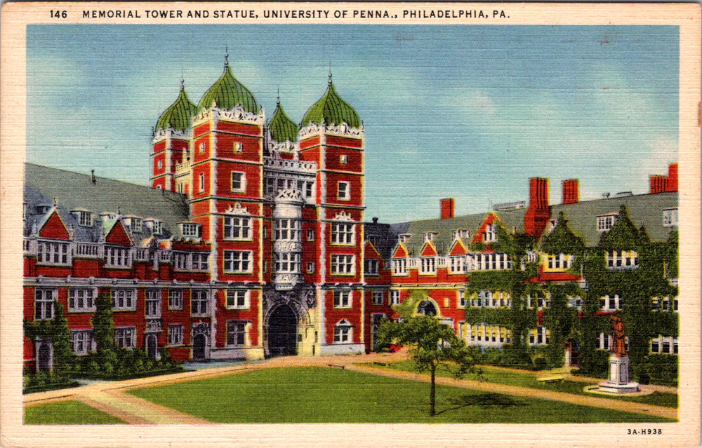 Vintage Postcard University Of Pennsylvania Memorial Tower Philadelphia