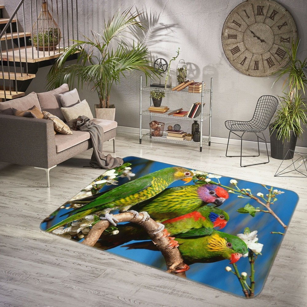 3D Green Parrot O3188 Animal Non Slip Rug Mat Elegant Photo Carpet Fay