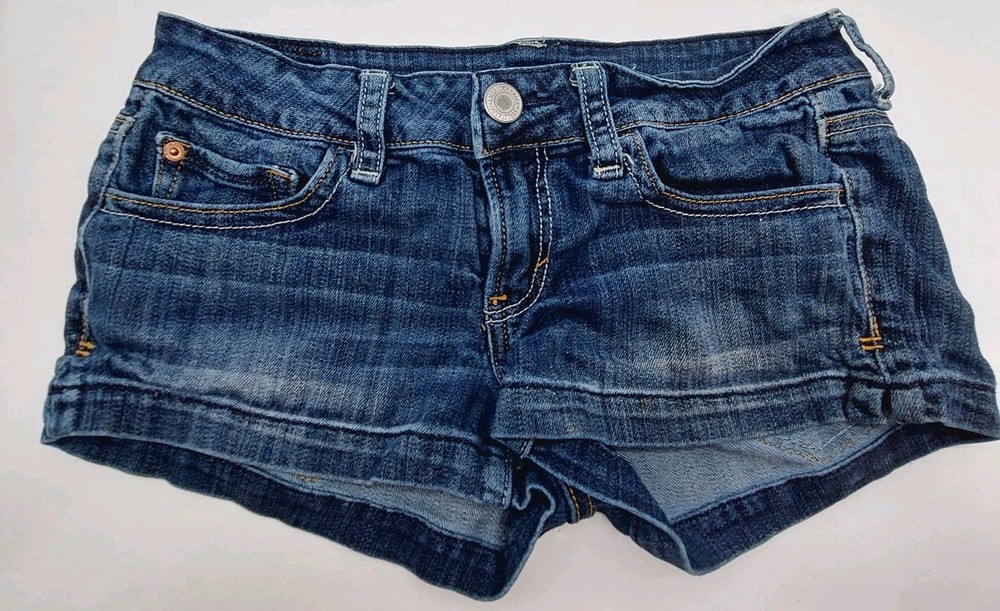 American Eagle Womens Blue Denim Shortie Shorts Size 4 Stretch