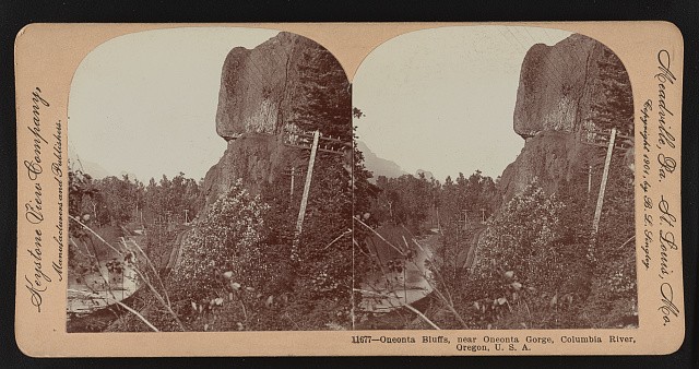 Photo:Oneonta Bluffs Oregon Columbia River 1901 Gorge View Keystone Stereo
