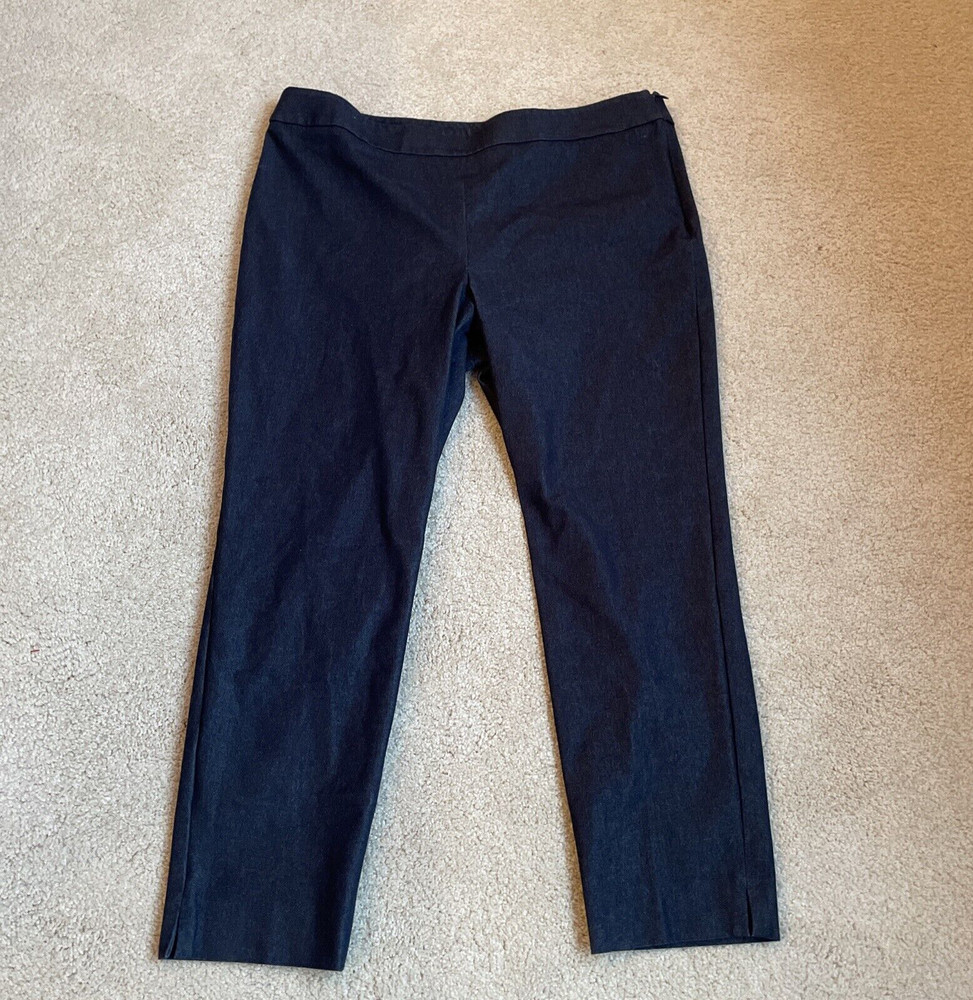 Talbots Pants Womens 16P Chatham Ankle Slim Side Zip Blue Office Career  38x25