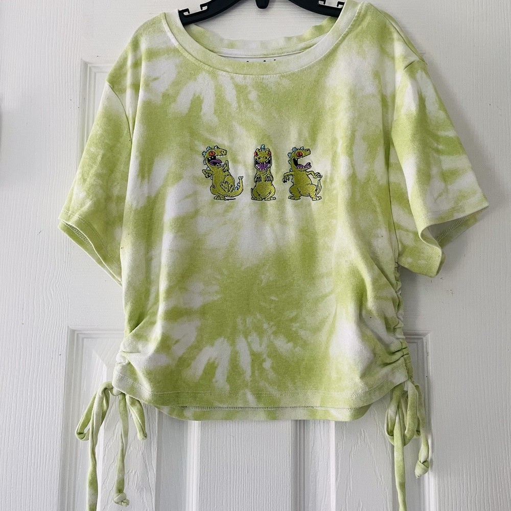 Nickelodeon Women’s Size Large Reptar Rugrats Cropped Side Tie T-Shirt Top