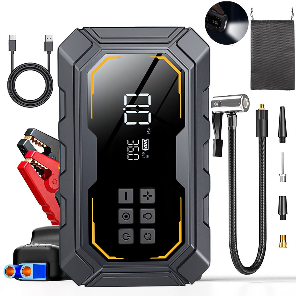4000A Jump Starter with Air Compressor Battery Pack Power Bank W/ LED Display