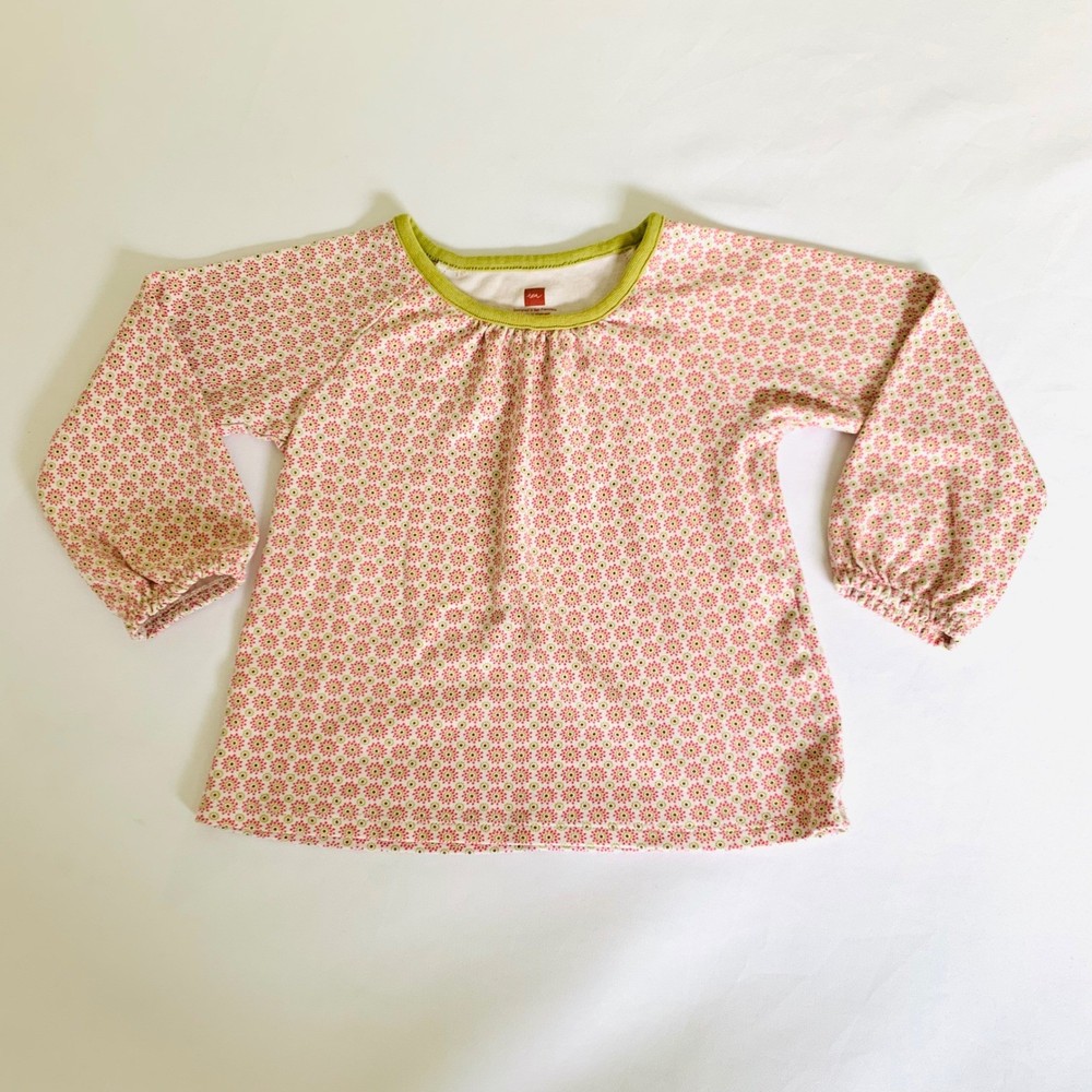 Tea Collection Shirt Girls 3 Long Sleeve Cotton Knit Pink Floral Print Mod Boho