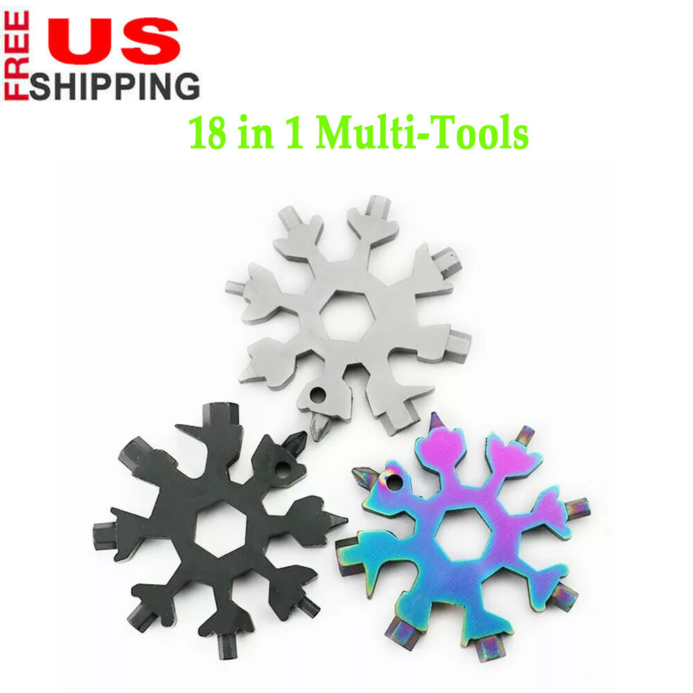 Portable Multi-tool 18 in 1 Stainless Tool Snowflake Shape Key-Chain Screwdriver