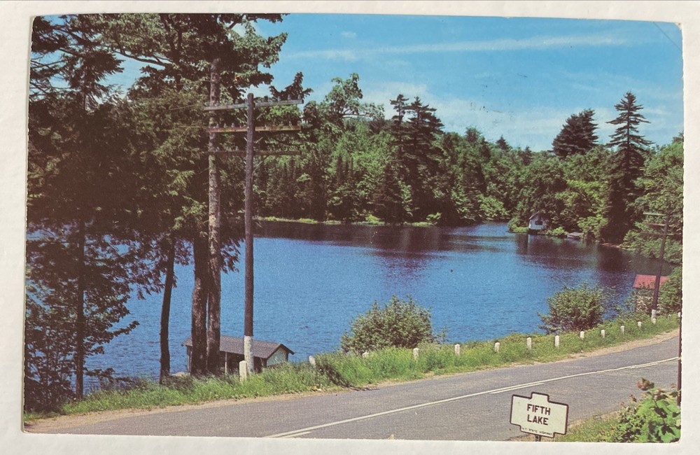 1953 5th Lake Fulton Chain Andirondack Mountains, Inlet, New York Vintage Pcard