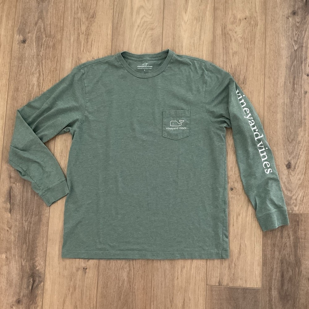 Vineyard Vines Men's T-Shirt  Size Large Long Sleeve Heathered Green