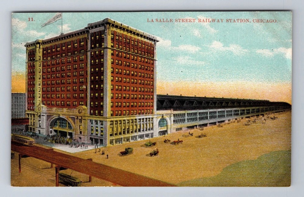 Chicago IL-Illinois, La Salle Street Railway Station, Vintage Souvenir Postcard