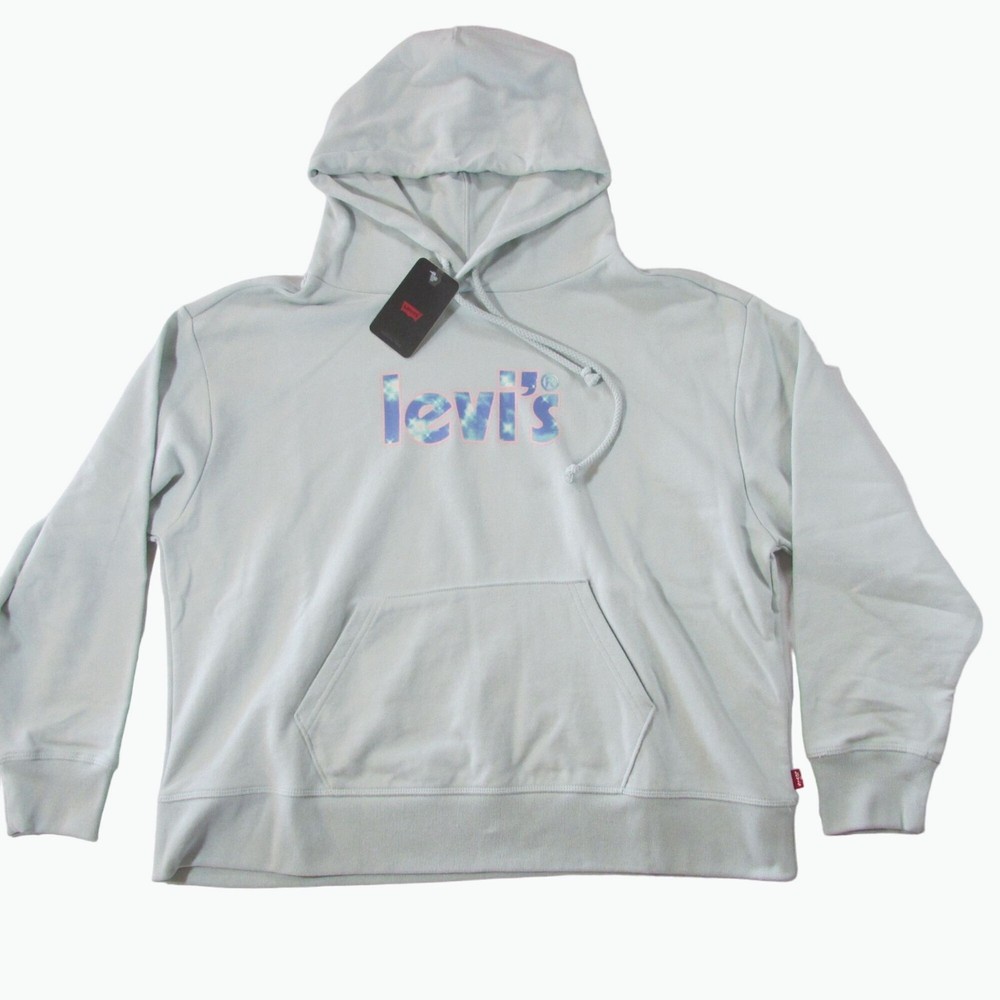 Levi's Women's Long Sleeve Sparkling Water Logo Graphic Hoodie Sweatshirt - Blue