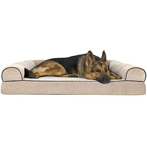 Orthopedic Jumbo Dog Bed for Large Breeds with Removable Bolsters & Washable Cream Cover